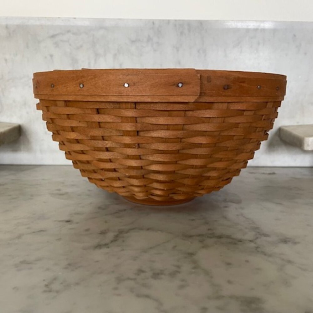 LONGABERGER Nantucket Woven Bowl Basket Large 11” Round Handwoven Brown Retired - Picture 5 of 15